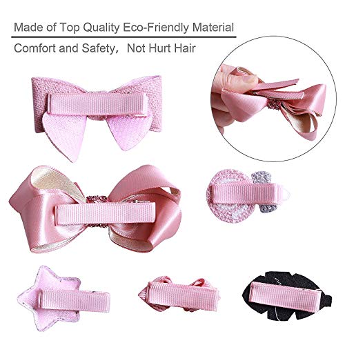 Seatecks 18 Piezas Clips de Pelo Pinzas Bebe Niña Set de Pinza de Pelo Chicas Accesorios Para el Cabello Flor Arco Barrettes Horquillas Lindo-Rosa