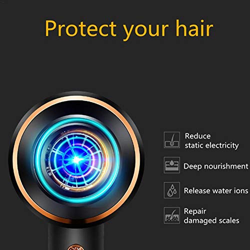 Secador De Pelo Profesional Salon 4000W Plegable Iónico Negativo Infrarrojos Rojo De Alta Potencia Con Difusor Y Boquillas Concentradoras Secado Rápido, Bajo Nivel De Ruido Para Salon Home - Negro