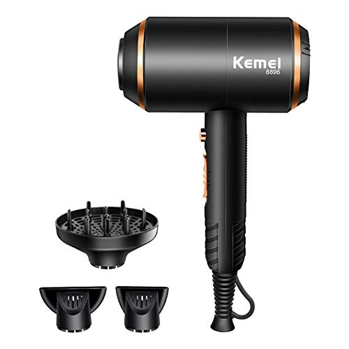 Secador De Pelo Profesional Salon 4000W Plegable Iónico Negativo Infrarrojos Rojo De Alta Potencia Con Difusor Y Boquillas Concentradoras Secado Rápido, Bajo Nivel De Ruido Para Salon Home - Negro