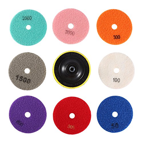 Seco de Pulidoras de Diamante Accesorios de Pulido de Piedras Conjunto ，Almohadillas de pulido de diamante húmedo Discos de pulido para pulido de mármol de hormigón de granito 100 mm