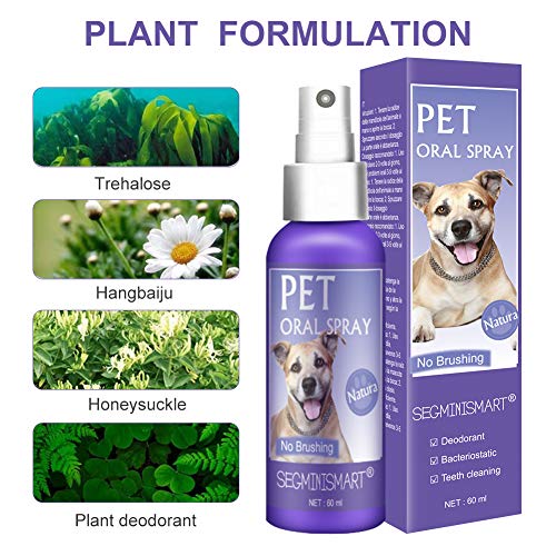SEGMINISMART Spray Dental para Mascota, Pet Dental Spray, Ambientador para Aliento De Mascotas, Elimina El Olor, Reduce La Acumulación De Placa Y Sarro