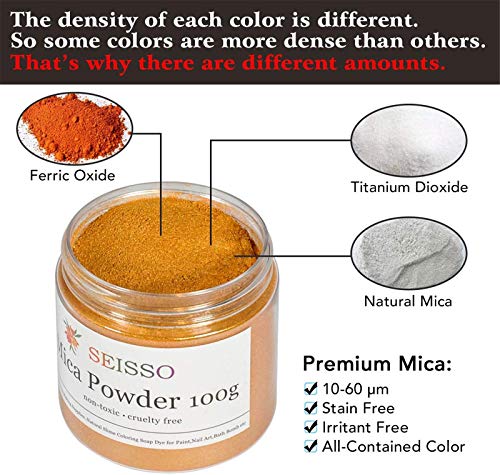 SEISSO Pigmento Perlado Resina UV,Colorantes para Jabon,Slime,Pintauñas -100 g,Oro