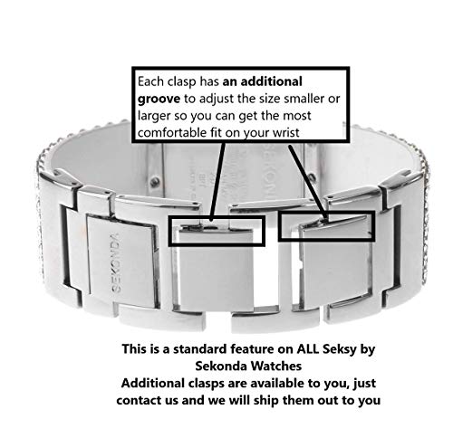 Seksy - Reloj de pulsera para mujer con cristales de Swarovski en la correa, resistente al agua, ajustable