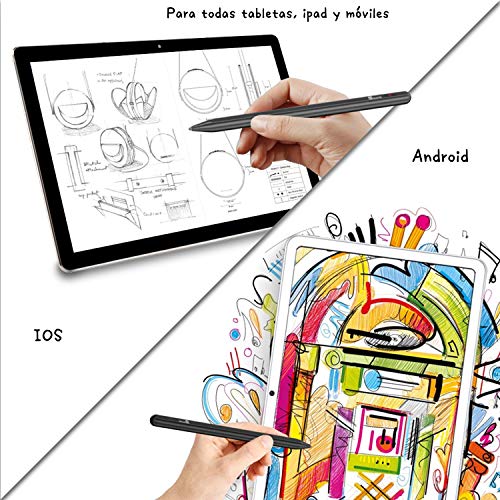 Selvim Lápiz para Pantalla Táctil Stylus Pen Universal, Lapiz Óptico Capacitivo con Punta de 1.5mm Fina, para Dibujar en Tableta, iPad, Móviles de Android, iOS, Huawei, Surface, Pencil para Tablet