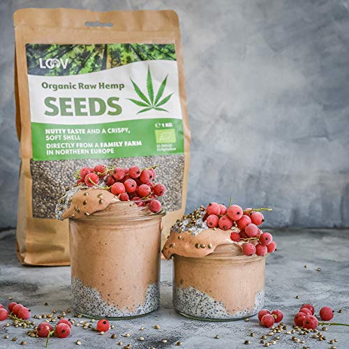 Semillas de cáñamo enteras crudas orgánicas, 1kg, no tratadas térmicamente, conserva sus nutrientes, sabor a nuez, cultivadas en clima nórdico, excelente fuente de proteínas y fibra de origen vegetal
