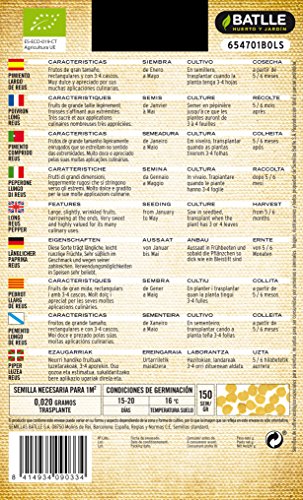 Semillas Ecológicas Hortícolas - Pimiento Largo de Reus - ECO - Batlle