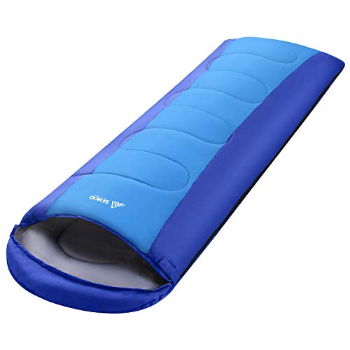 Semoo Saco de Dormir Impermeable, 190T de poliéster, Ligero para Adultos, con Bolsa de Compresión, para Acampar, Festivales, Senderismo, En Casa o Al Aire Libre…