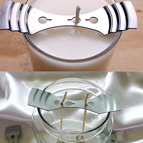 Senhai 200 mechas de vela con 5 piezas de dispositivo centrado, mecha de núcleo de algodón preencerado de 4.7 pulgadas con soporte de metal para hacer velas y hacer velas DIY