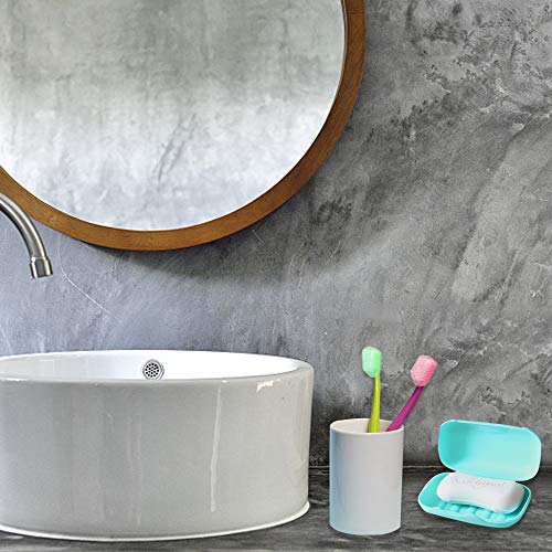 SENHAI - Juego de 2 jabones y 10 fundas para cabezal de cepillo de dientes, jabonera con tapa, funda protectora para cepillo de dientes para viajes, hogar, actividades al aire libre