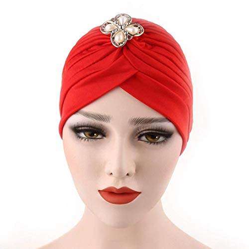 Señoras India Cáncer Quimioterapia Higiene Maquillaje Moda Sombrero Plegado Sencillos Poliéster Estiramiento Turbante Café Rosa Caqui Azul Marino Color Sólido con Cuentas con Cuentas Estilo