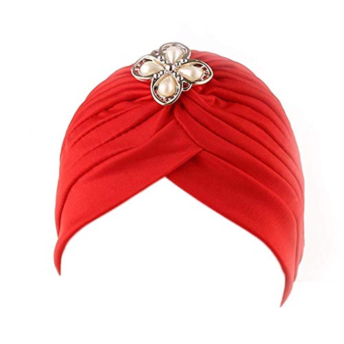 Señoras India Cáncer Quimioterapia Higiene Maquillaje Moda Sombrero Plegado Sencillos Poliéster Estiramiento Turbante Café Rosa Caqui Azul Marino Color Sólido con Cuentas con Cuentas Estilo