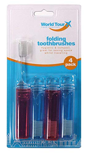 Sensodyn - Pasta dental orginal para el cuidado diario, 50 ml y 4 cepillos de dientes plegables plegables, color rojo y azul