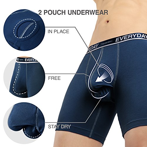 Separatec Calzoncillos bóxer para Hombre Algodón Suave con Bolsas separadas Ropa Interior Paquete de 7 Calzoncillos bóxer Elegante Traje de baño Multicolor (L, Negro+Rojo+Verde)