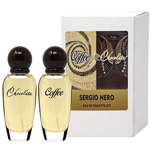 SERGIO NERO • Set de perfume Café & Chocolate para Mujeres: 2 frascos de agua de tocador, cada frasco con un vólumen de 30 ml • Un regalo excelente para los amantes de las fragancias dulces golosas