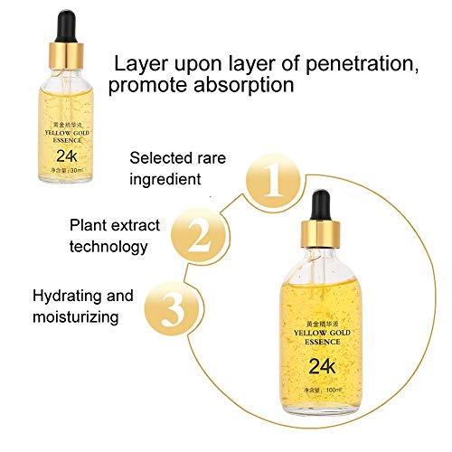 Sérum concentrado para el rostro, con 6 péptidos, oro de 24 quilates y ácido ácido hialurónico; hidrata, blanquea y reafirma la piel