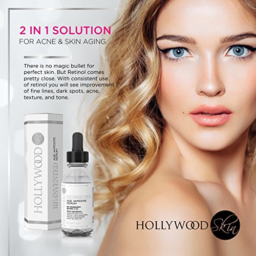 Serum Retinol 2.5% -4 veces más FUERTE que tratamientos antiedad y para acné regulares. Con 11% de Ácido Hialurónico y 20% de Vitamina C, mayor concentración. 30ml (1 Bottle)