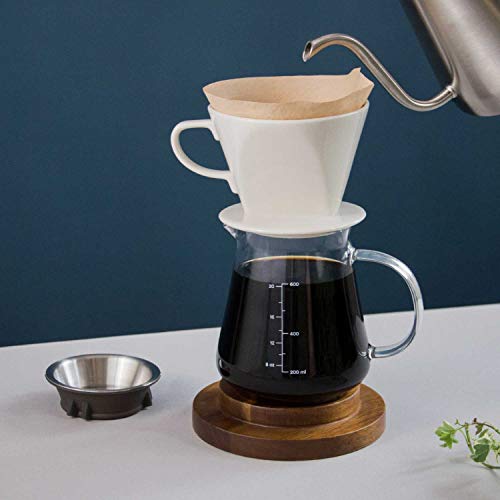 Servidor de café de la gama Glass para verter - 600ml/20oz Ovalware seguro para microondas y a prueba de calor cuerpo de vidrio de 2.5mm de espesor