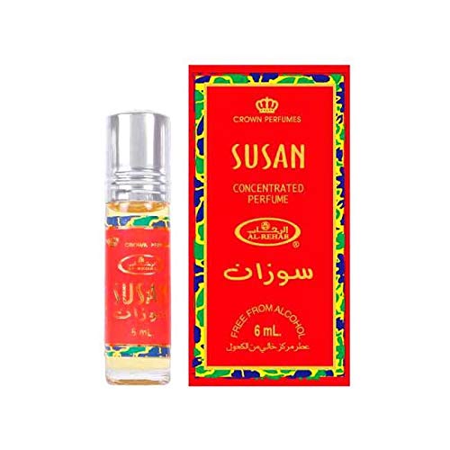Set de 3 Almizcle Musc SUSAN Al Rehab 6ML Perfumes de Mujer Attar Perfume Sin Alcohol 100% de Aceite Almizcle Oud Roll on, NOTAS: Floral, Afrutado, Picante, Ambar, Dulce, Almizclado