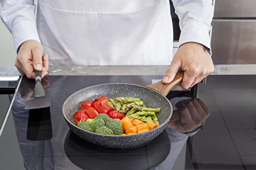 Set de 3 sartenes de aluminio con revestimiento cerámico color mármol y mango suave de baquelita efecto madera, Medidas 20-24-28 cm. SET LAURA by Cloen,Sartenes Cloen. ,