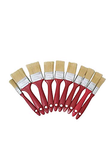 Set de brochas de pintura.10 brochas planas de pintura para pared, madera i hierro. Con cerdas mixtas i mango ergonómico. Diferentes tamaños (50, 38, 25,13 mm)