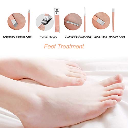 Set de manicura, COCOFLY 16 en 1 Juego de Cortaúñas Profesional, Pedicura de Acero Inoxidable Kit para Cuidado de Uñas gruesas y Removedor de cutícula con un Estuche de Cuero