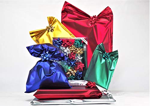 Set de preparación de paquetes de regalo Kit mediano 20 sobres de polipropileno de colores surtidos con cierre adhesivo, incluye 20 lazos a juego., color transparente MEDIUM SATIN
