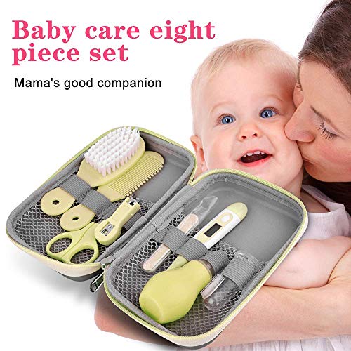 Set para el cuidado del bebé - 8 piezas/juego de recién nacido bebé niños Cuidado Set, uñas pelo salud Cuidado Termómetro Pincel Kit (amarillo)