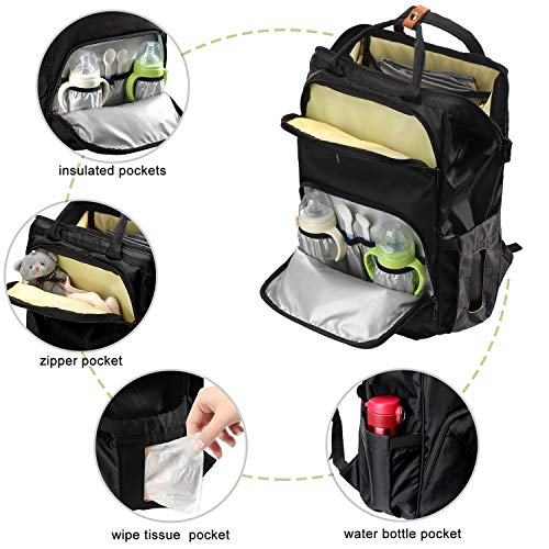 Sevego Mochila para Pañales, Bolso para Bebé, Mochila para Cambiar Pañales Resistente Agua, Bolso para Cochecito con Colchoneta para Cambiar Pañales, Elegante Bolso de Maternidad para Mamá y Papá