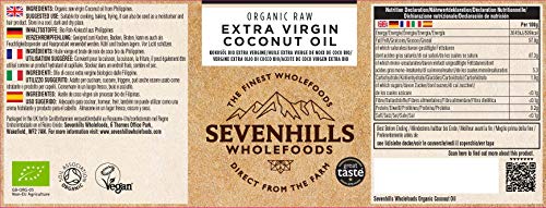 Sevenhills Wholefoods Aceite De Coco Virgen Extra Orgánico, Crudo, Prensado En Frío 10L