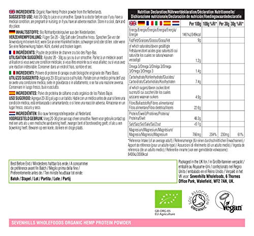 Sevenhills Wholefoods Proteína De Cáñamo Cruda En Polvo Orgánico 2 kg