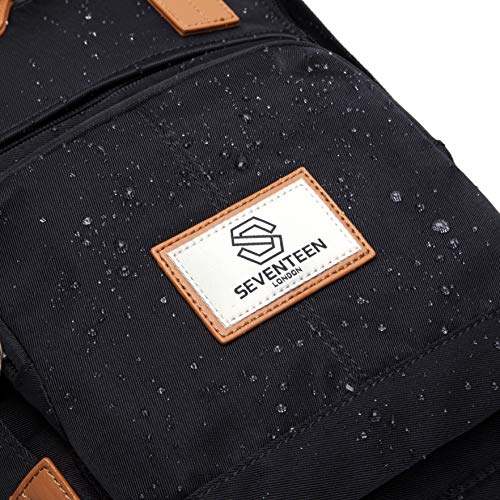 SEVENTEEN LONDON - Mochila 'Hackney Mini' Moderna, Sencilla y Unisex con un Acabado Negro en el Estilo de una Mochila escandinava, Tableta