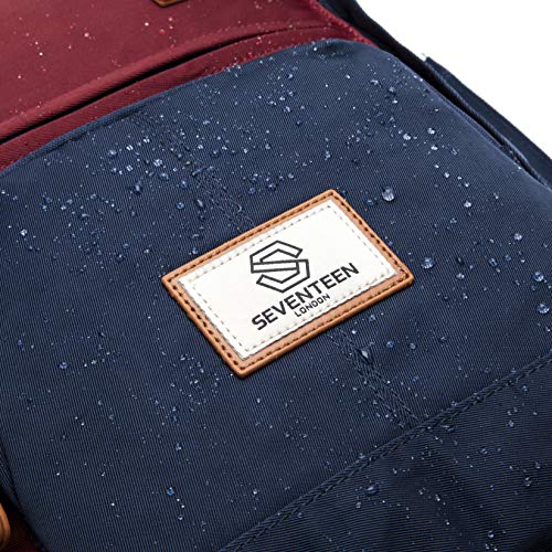 SEVENTEEN LONDON - Mochila 'Hackney' Moderna, Sencilla y Unisex con un Acabado Burdeos y Azul Marino en el Estilo de una Mochila escandinava, computadora portátil de hasta 13"