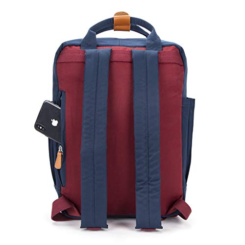 SEVENTEEN LONDON - Mochila 'Hackney' Moderna, Sencilla y Unisex con un Acabado Burdeos y Azul Marino en el Estilo de una Mochila escandinava, computadora portátil de hasta 13"