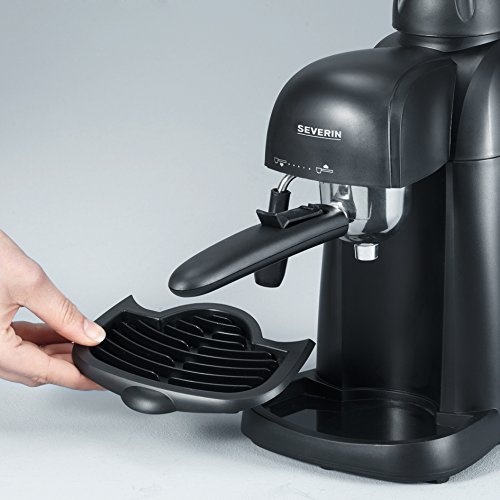 SEVERIN KA 5978 Cafetera Espresso, Incl. Jarra para Servir y Cuchara Dosificadora, hasta 4 Tazas, 800 W, 0.22 litros, Plástico, Negro