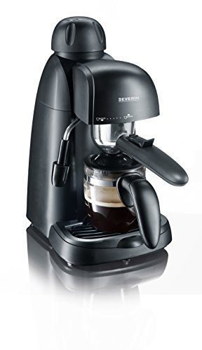SEVERIN KA 5978 Cafetera Espresso, Incl. Jarra para Servir y Cuchara Dosificadora, hasta 4 Tazas, 800 W, 0.22 litros, Plástico, Negro