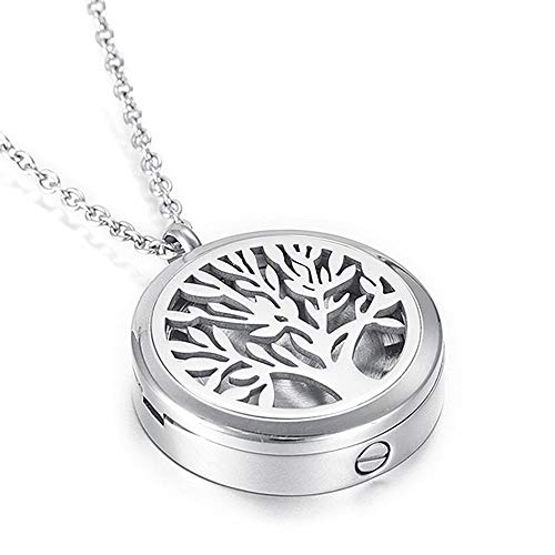 SexyGF Collar joyería de cremación Outlet Aire Acondicionado Aroma Perfume Locket   Tree of Life Urna funeraria con Tornillo para Guardar Cenizas Recuerdo Joyas para Mascotas/Human-K