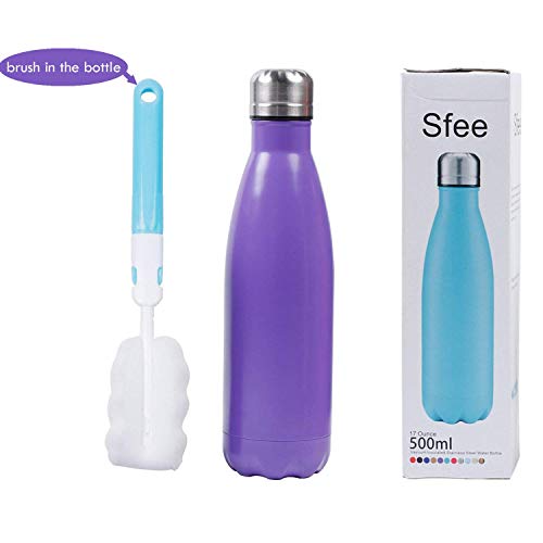 Sfee 17oz Aislado Botella de Agua Doble Pared vacío Botella a Prueba de Fugas de Acero Inoxidable Mantiene Caliente y frío Bebidas para Deportes al Aire Libre Camping + 1 un Cepillo de Limpieza
