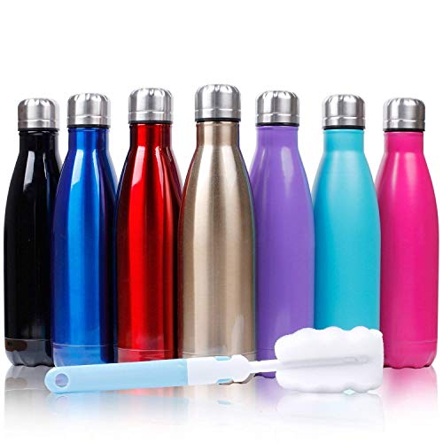 Sfee 17oz Aislado Botella de Agua Doble Pared vacío Botella a Prueba de Fugas de Acero Inoxidable Mantiene Caliente y frío Bebidas para Deportes al Aire Libre Camping + 1 un Cepillo de Limpieza