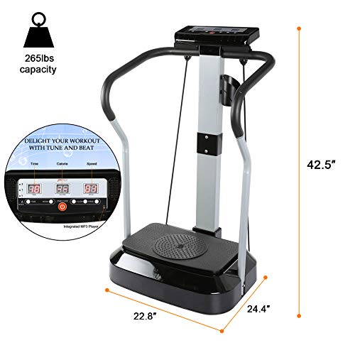 Sfeomi Plataforma Vibratoria con Capacidad de 120kg Plataforma Vibratoria de Fitness con Bandas 2000W Fitness Plate Vibration 99 Niveles de Velocidad para Ejercicios Musculares (2000W)