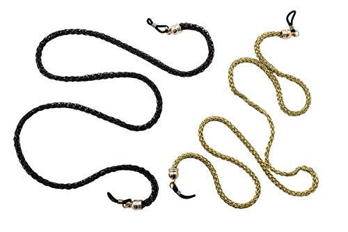 SFY Pack de 2 cadenas para gafas - (negro + dorado)