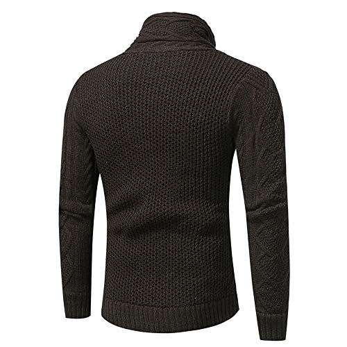 SFYZY Hombres Chaqueta de Punto con Cuello Chal Cárdigan de Punto de otoño e Invierno con Hebilla de Cuerno de Moda, cárdigan Grueso, Suéter de Moda para Hombre, Abrigo Grueso y cálido