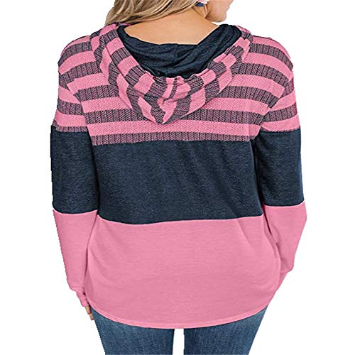SFYZY Mujer Sudadera con Capucha Jerséis Sueltos Sudadera con Estampado la Camiseta Otoño Invierno Chándal Casual De Manga Larga con Cuello Alto A Rayas