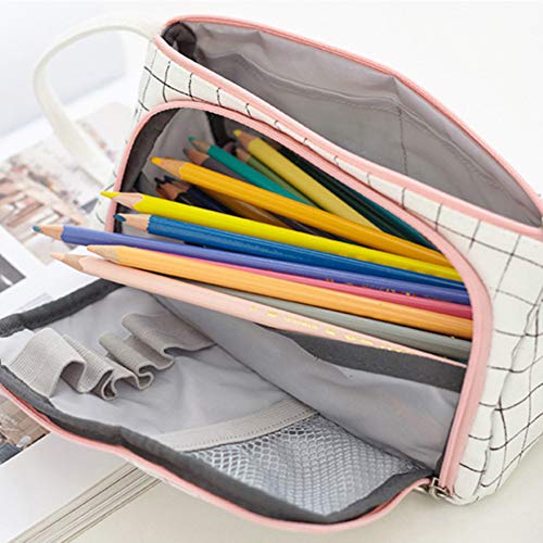 Shager - 1pcs Chicas Chicos Niños Grande Estuches , Algodón y Lino Lápiz Cosmética con Cremallera Caja Case Escolar 20*11CM (B)