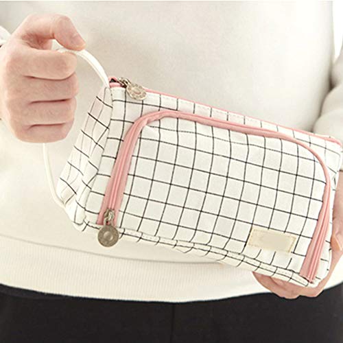 Shager - 1pcs Chicas Chicos Niños Grande Estuches , Algodón y Lino Lápiz Cosmética con Cremallera Caja Case Escolar 20*11CM (B)