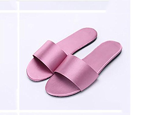 SHANGXIAN Mujeres Verano Zapatilla Familia Forro De Satén Zapatos Antideslizante Respirable Plano Zapatillas De Palabra,Purple,39