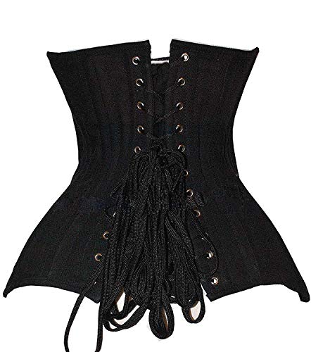 SHAPERX Mujer Corsé Pesado Duty Entrenador de Cintura Doble Acero Linea Larga Edwardian Waist Trainer Underbust Cincher,UK-DT1969-Black-S