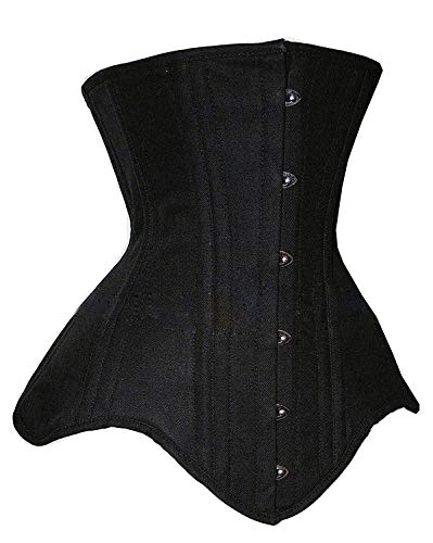 SHAPERX Mujer Corsé Pesado Duty Entrenador de Cintura Doble Acero Linea Larga Edwardian Waist Trainer Underbust Cincher,UK-DT1969-Black-S