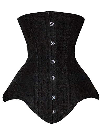 SHAPERX Mujer Corsé Pesado Duty Entrenador de Cintura Doble Acero Linea Larga Edwardian Waist Trainer Underbust Cincher,UK-DT1969-Black-S