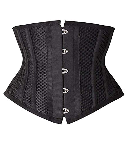 SHAPERX Mujer Torso Corto Malla Entrenador de Cintura Waist Trainer Corsé Waist Cincher, UK-DT1995-Black-S