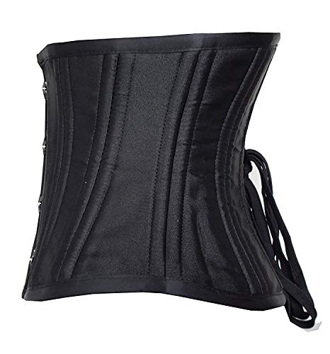 SHAPERX Mujers Corsé Deshuesado de Acero de 26 Torso Corto Heavy Duty Corsé de la Cintura del Amaestrador para la Pérdida del Peso,UK-DT1934-Black-S